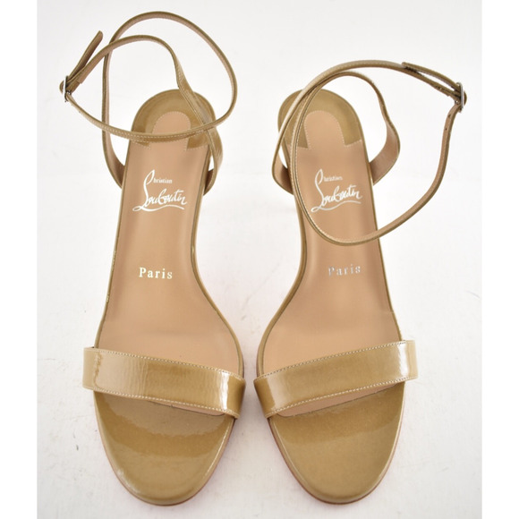 Christian Louboutin Loubigirl 85 Lionne Beige Ankle Strap Sandal Heel Pump 40 - Picture 4 of 11